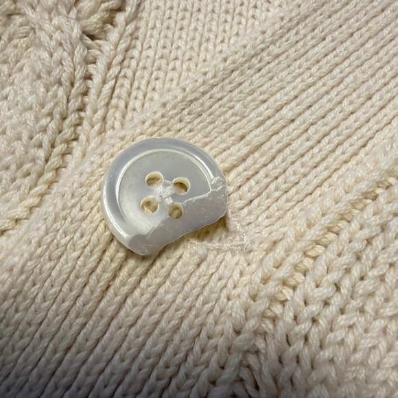 VTG 90s Polo Ralph Lauren Mens Large Cable Knit Cardigan V Neck Sweater Beige - Picture 3 of 7